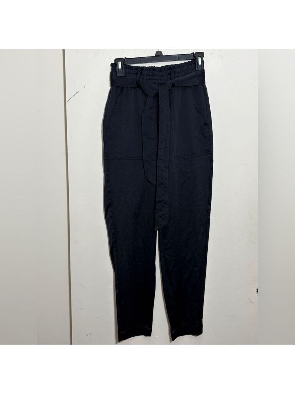 Abercrombie Black Satin Paper Bag Pants Size XS